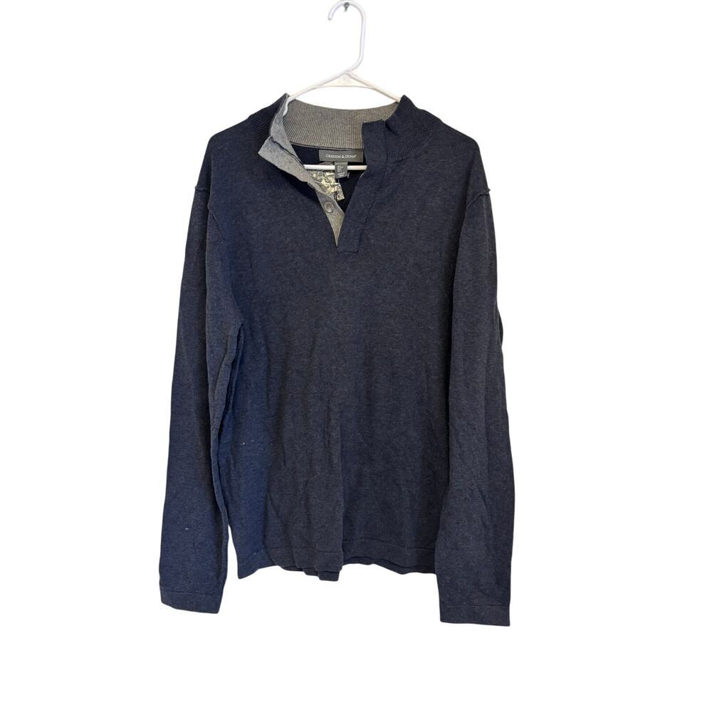 Grayson & Dunn Quarter Zip Pullover Sweater Blue Gray NWT Size Large